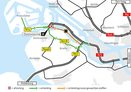 Suurhoffbrug (A15) dicht richting Rotterdam
