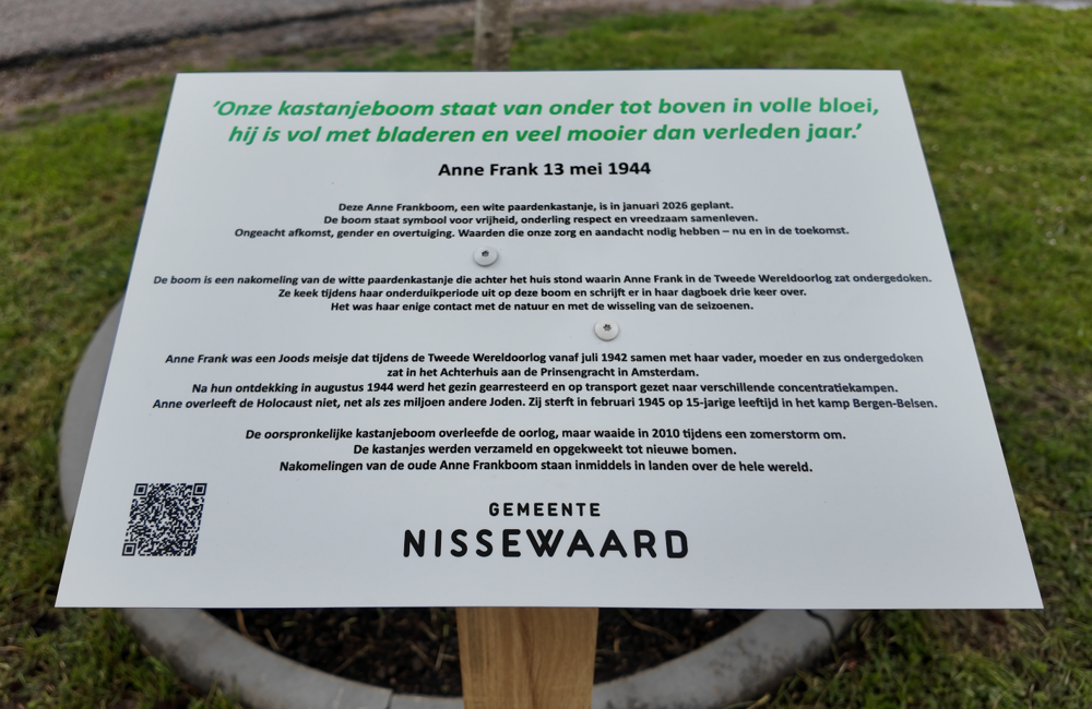 Anne Frankboom Geervliet taalfout