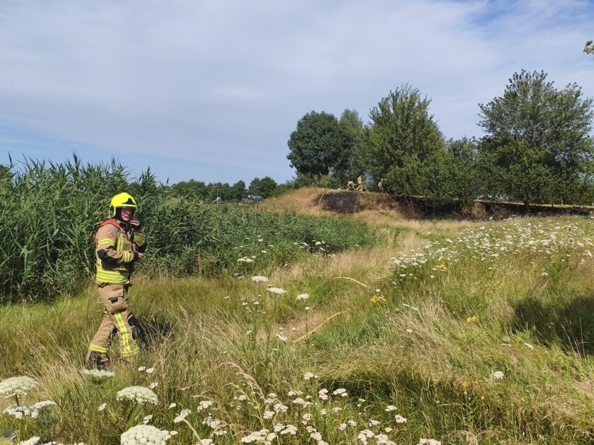 Natuurbrand aan de Nelson Mandelalaan in Hellevoetsluis